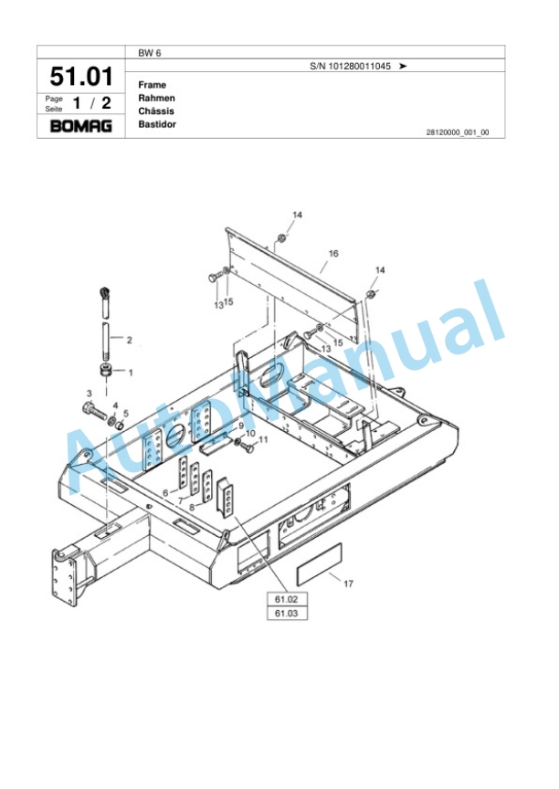 Bomag BW 6 Tower Roller Spare Parts Catalogue 00817554 5 Bomag BW 6 Tower Roller Spare Parts Catalogue 00817554-5