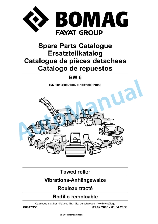 Bomag BW 6 Tower Roller Spare Parts Catalogue 00817955 1 Bomag BW 6 Tower Roller Spare Parts Catalogue 00817955