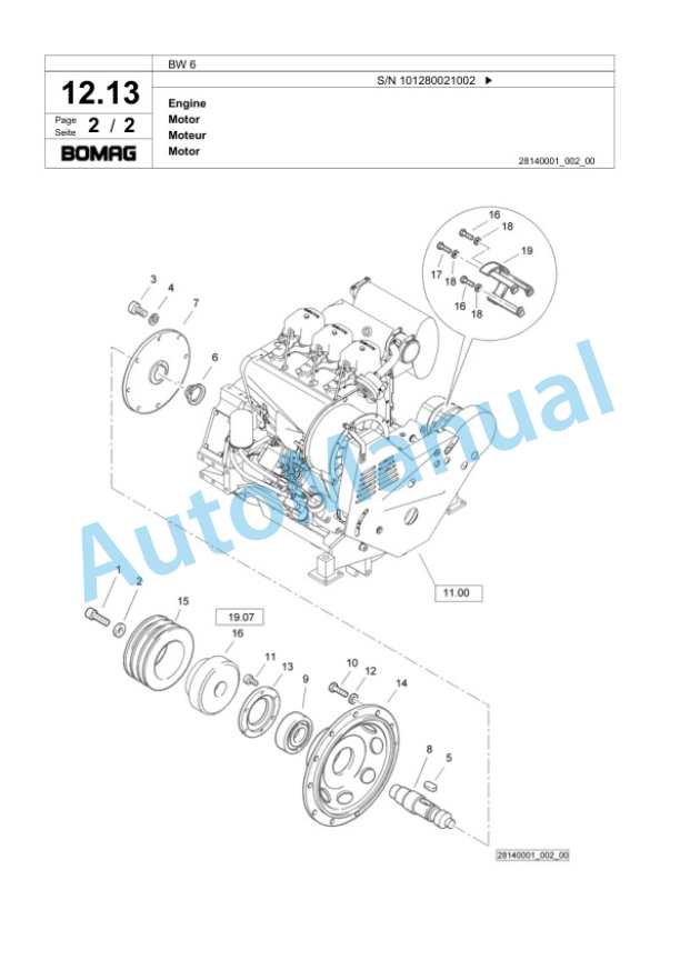 Bomag BW 6 Tower Roller Spare Parts Catalogue 00817955 3 Bomag BW 6 Tower Roller Spare Parts Catalogue 00817955-3
