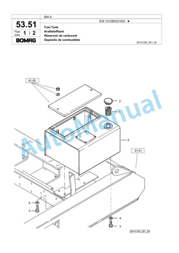 Bomag BW 6 Tower Roller Spare Parts Catalogue 00817955 5 Bomag BW 6 Tower Roller Spare Parts Catalogue 00817955-5