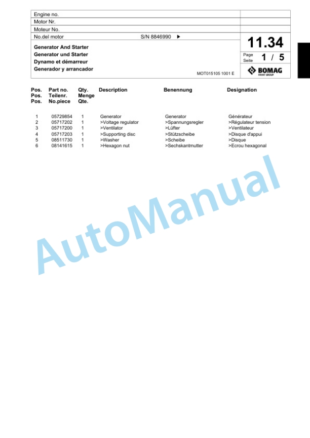Bomag BW 6 Tower Roller Spare Parts Catalogue 00818665 2 Bomag BW 6 Tower Roller Spare Parts Catalogue 00818665-2
