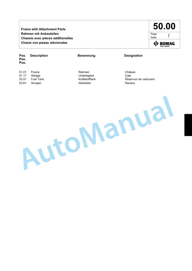 Bomag BW 6 Tower Roller Spare Parts Catalogue 00818665 5 Bomag BW 6 Tower Roller Spare Parts Catalogue 00818665-5