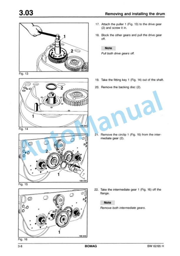 Bomag BW 62 H, BW 65 H Double Vibratory Roller Repair Instructions 00819017 4 Bomag BW 62 H, BW 65 H Double Vibratory Roller Repair Instructions 00819017-4