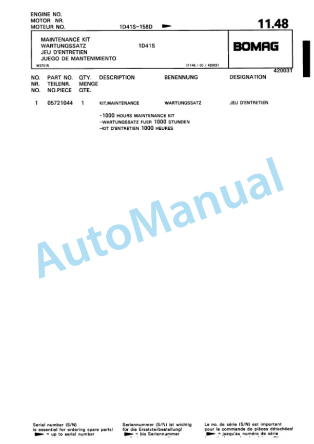 Bomag BW 62 H Double Vibratory Roller Spare Parts Catalogue 00810194 2 Bomag BW 62 H Double Vibratory Roller Spare Parts Catalogue 00810194-2