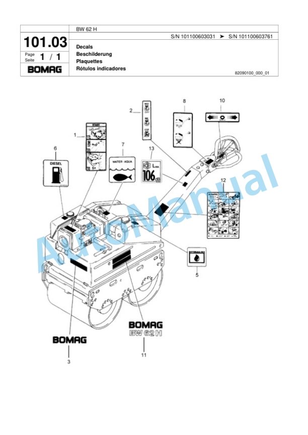 Bomag BW 62 H Double Vibratory Roller Spare Parts Catalogue 00817557 4 Bomag BW 62 H Double Vibratory Roller Spare Parts Catalogue 00817557-4