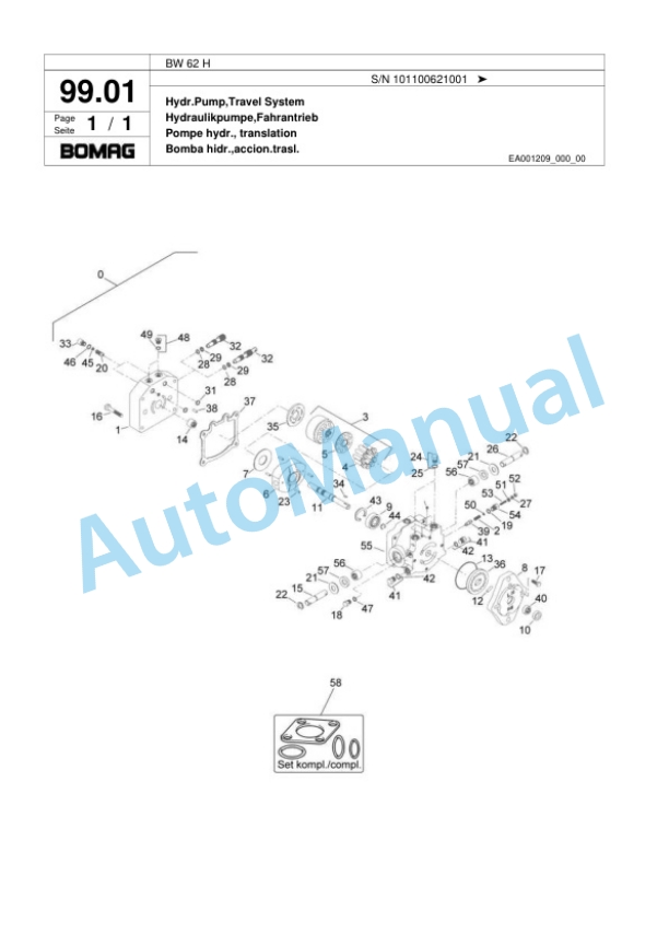 Bomag BW 62 H Double Vibratory Roller Spare Parts Catalogue 00818079 4 Bomag BW 62 H Double Vibratory Roller Spare Parts Catalogue 00818079-4