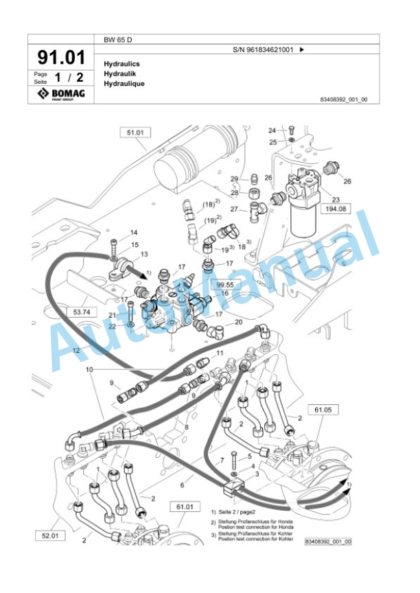Bomag BW 65 D Double Vibratory Roller Spare Parts Catalogue 00826393 4 Bomag BW 65 D Double Vibratory Roller Spare Parts Catalogue 00826393-4