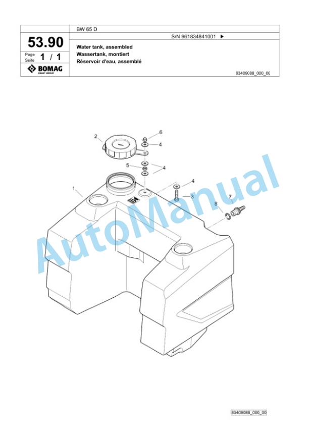 Bomag BW 65 D Double Vibratory Roller Spare Parts Catalogue 00826685 2 Bomag BW 65 D Double Vibratory Roller Spare Parts Catalogue 00826685-2