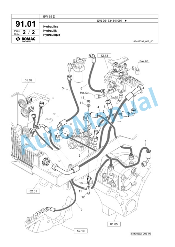 Bomag BW 65 D Double Vibratory Roller Spare Parts Catalogue 00826685 4 Bomag BW 65 D Double Vibratory Roller Spare Parts Catalogue 00826685-4
