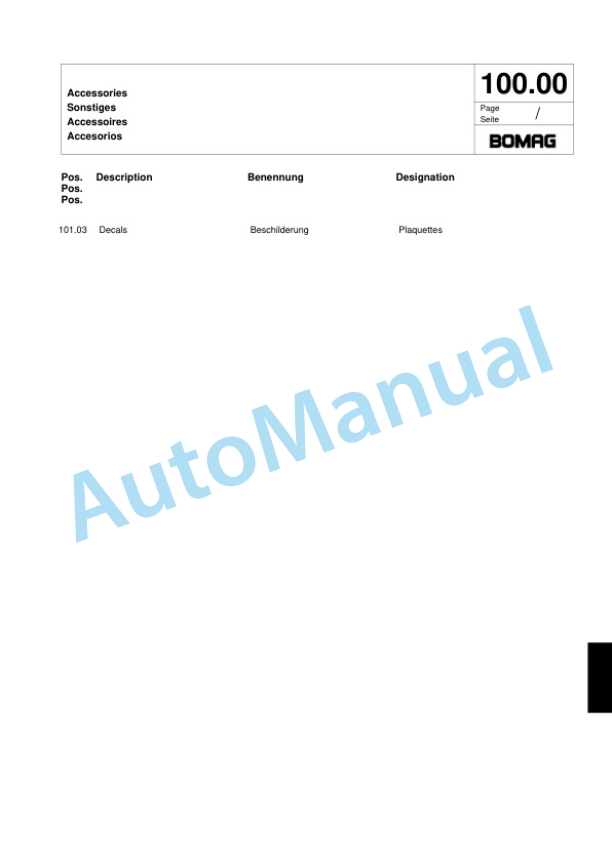 Bomag BW 65 H Double Vibratory Roller Spare Parts Catalogue 00817973 5 Bomag BW 65 H Double Vibratory Roller Spare Parts Catalogue 00817973-5