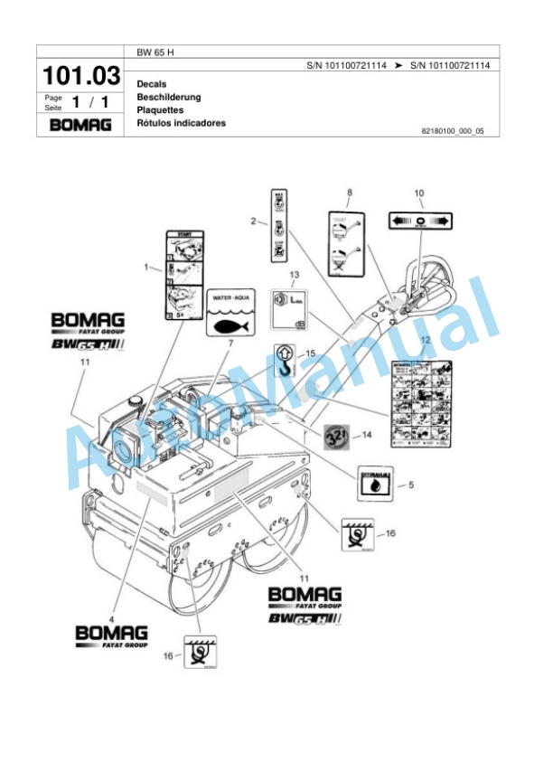 Bomag BW 65 H Double Vibratory Roller Spare Parts Catalogue 00818067 5 Bomag BW 65 H Double Vibratory Roller Spare Parts Catalogue 00818067-5