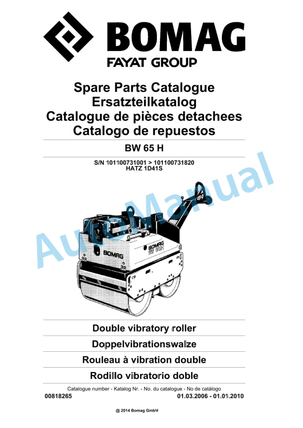 Bomag BW 65 H Double Vibratory Roller Spare Parts Catalogue 00818265 1 Bomag BW 65 H Double Vibratory Roller Spare Parts Catalogue 00818265