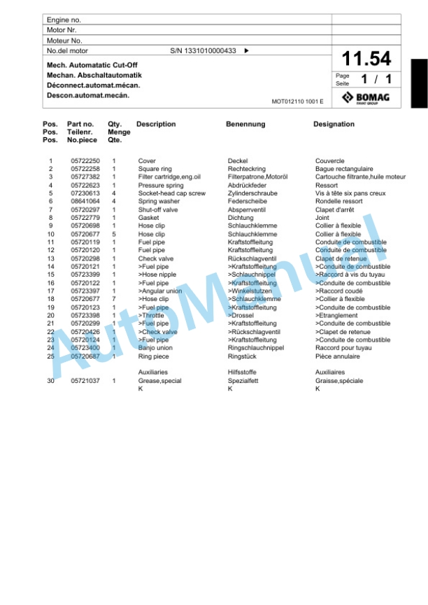 Bomag BW 65 H Double Vibratory Roller Spare Parts Catalogue 00818267 2 Bomag BW 65 H Double Vibratory Roller Spare Parts Catalogue 00818267-2