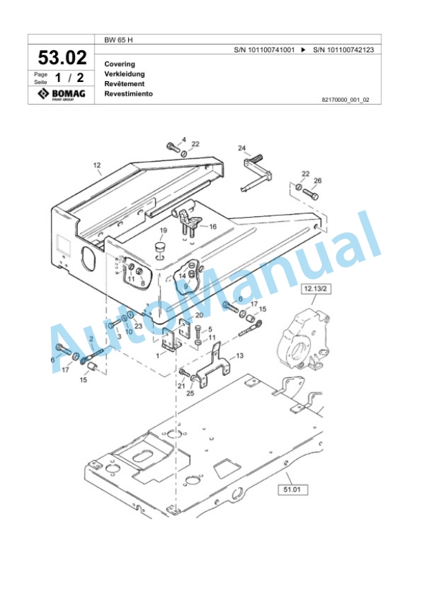 Bomag BW 65 H Double Vibratory Roller Spare Parts Catalogue 00818267 3 Bomag BW 65 H Double Vibratory Roller Spare Parts Catalogue 00818267-3
