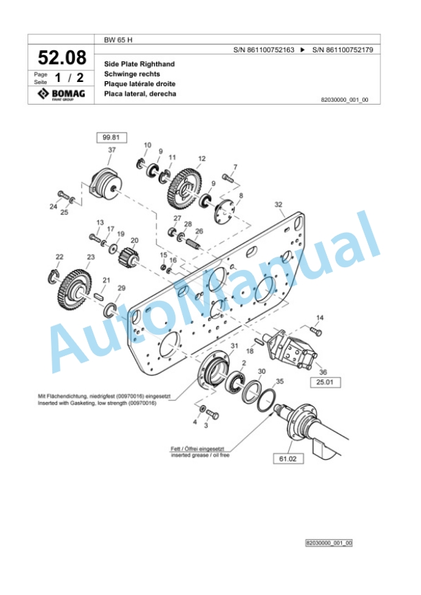 Bomag BW 65 H Double Vibratory Roller Spare Parts Catalogue 00818743 2 Bomag BW 65 H Double Vibratory Roller Spare Parts Catalogue 00818743-2