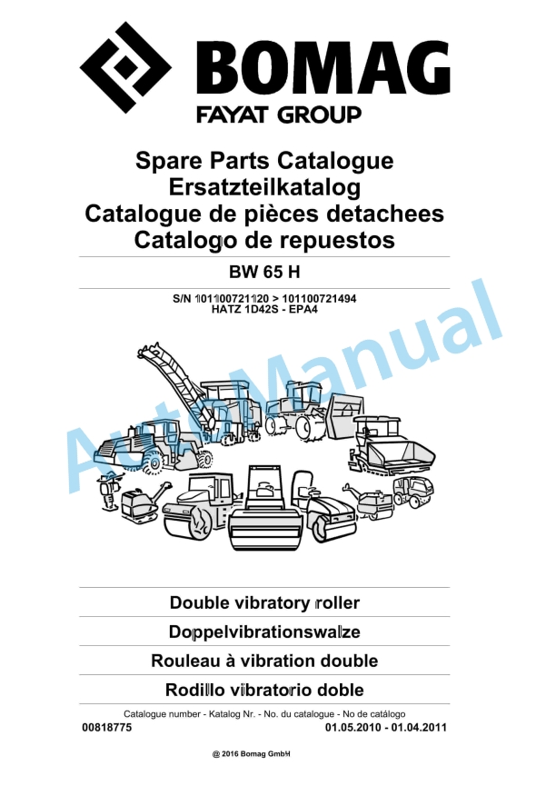Bomag BW 65 H Double Vibratory Roller Spare Parts Catalogue 00818775 1 Bomag BW 65 H Double Vibratory Roller Spare Parts Catalogue 00818775