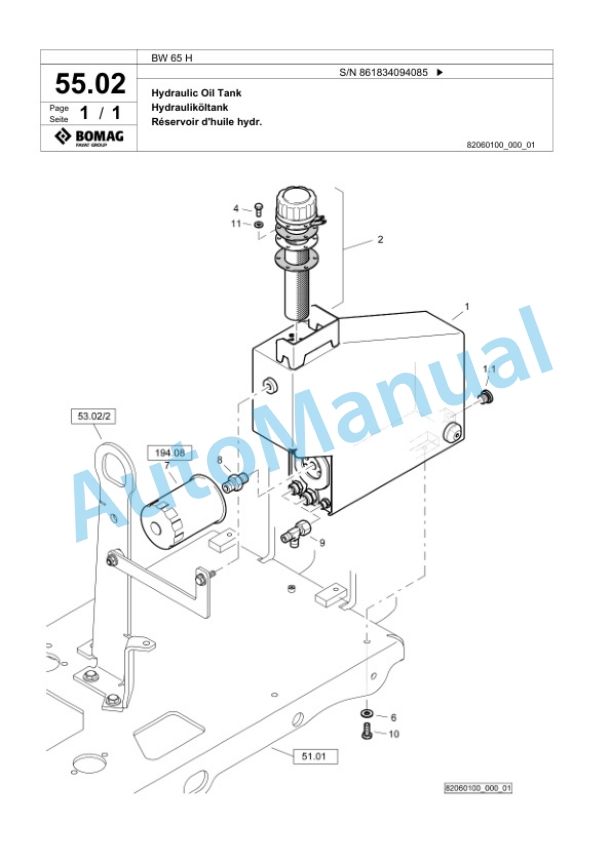 Bomag BW 65 H Double Vibratory Roller Spare Parts Catalogue 00824353 2 Bomag BW 65 H Double Vibratory Roller Spare Parts Catalogue 00824353-2