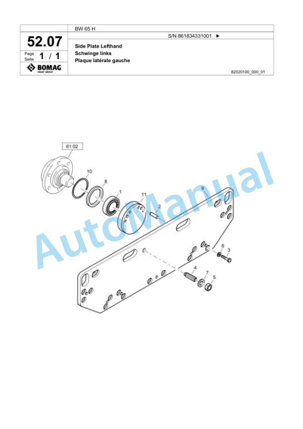 Bomag BW 65 H Double Vibratory Roller Spare Parts Catalogue 00825325 2 Bomag BW 65 H Double Vibratory Roller Spare Parts Catalogue 00825325-2