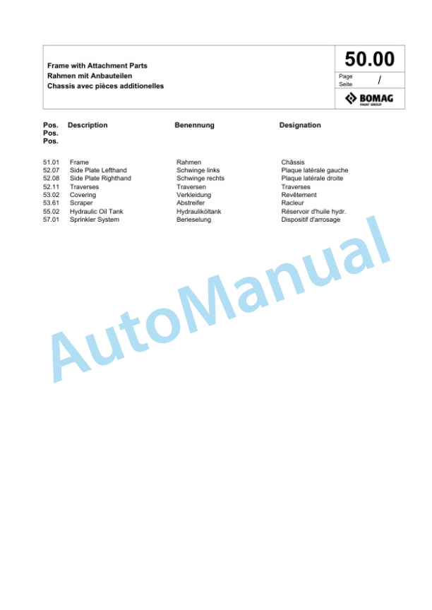 Bomag BW 65 H Double Vibratory Roller Spare Parts Catalogue 00825977 2 Bomag BW 65 H Double Vibratory Roller Spare Parts Catalogue 00825977-2
