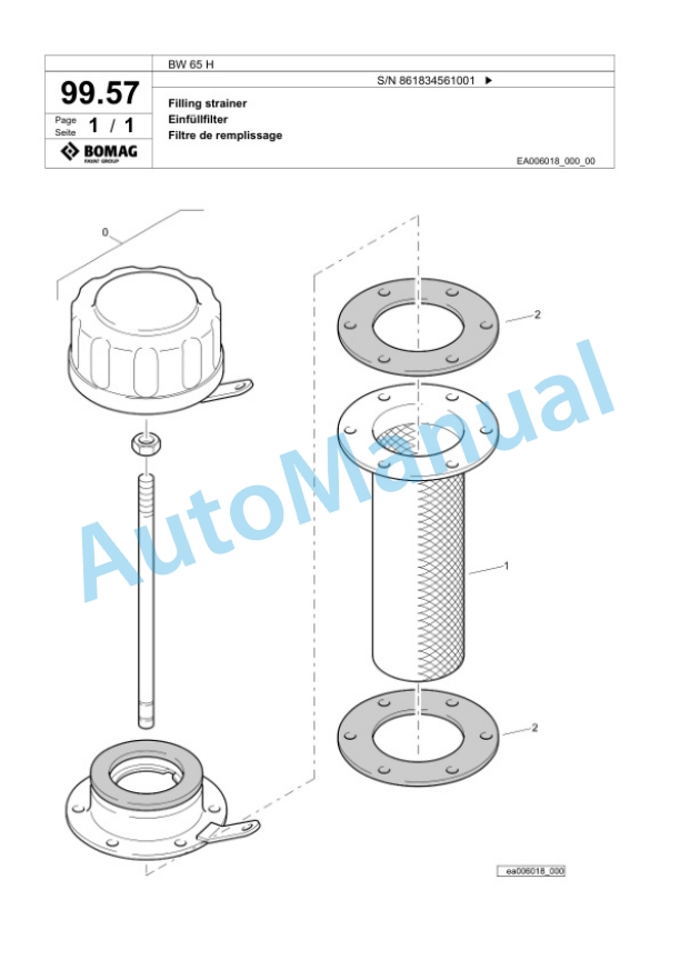 Bomag BW 65 H Double Vibratory Roller Spare Parts Catalogue 00826075 4 Bomag BW 65 H Double Vibratory Roller Spare Parts Catalogue 00826075-4
