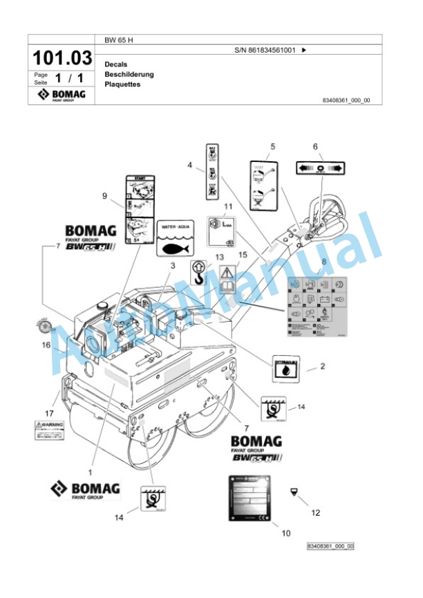 Bomag BW 65 H Double Vibratory Roller Spare Parts Catalogue 00826075 5 Bomag BW 65 H Double Vibratory Roller Spare Parts Catalogue 00826075-5
