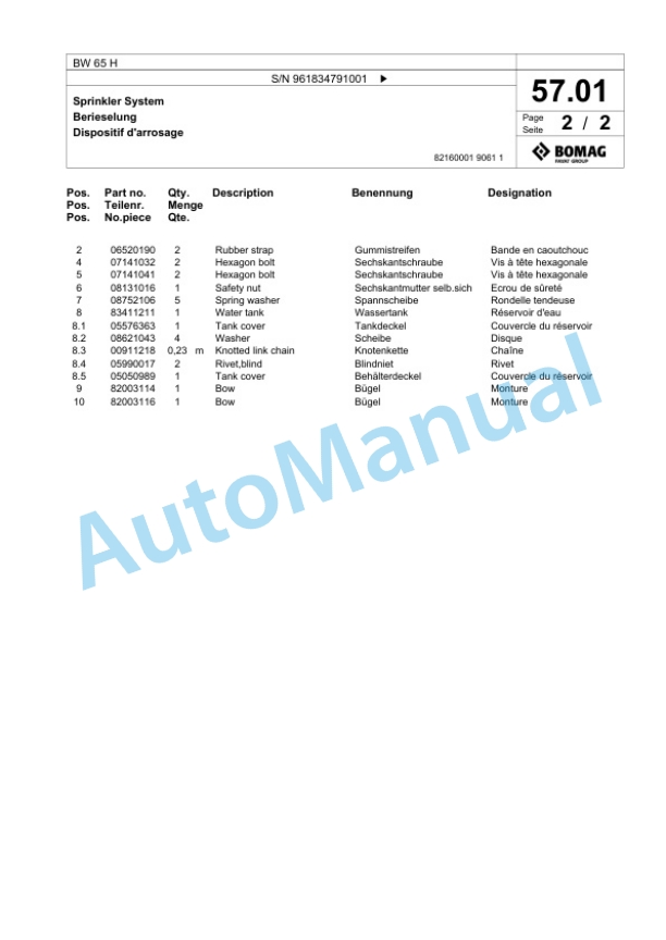 Bomag BW 65 H Double Vibratory Roller Spare Parts Catalogue 00827175 3 Bomag BW 65 H Double Vibratory Roller Spare Parts Catalogue 00827175-3