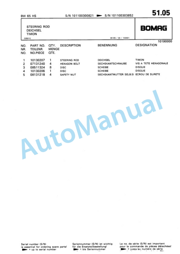 Bomag BW 65 HS Double Vibratory Roller Spare Parts Catalogue 00810113 4 Bomag BW 65 HS Double Vibratory Roller Spare Parts Catalogue 00810113-4