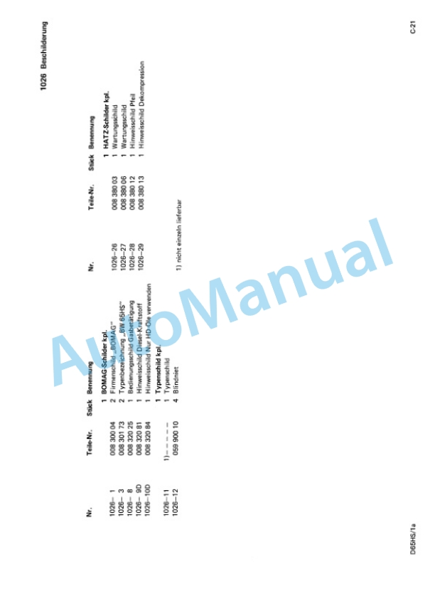 Bomag BW 65 HS Double Vibratory Roller Spare Parts Catalogue 00810383 TR 2 Bomag BW 65 HS Double Vibratory Roller Spare Parts Catalogue 00810383 TR-2