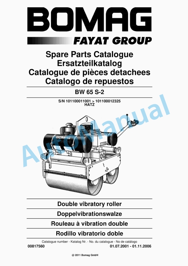 Bomag BW 65 S-2 Double Vibratory Roller Spare Parts Catalogue 00817560 1 Bomag BW 65 S-2 Double Vibratory Roller Spare Parts Catalogue 00817560