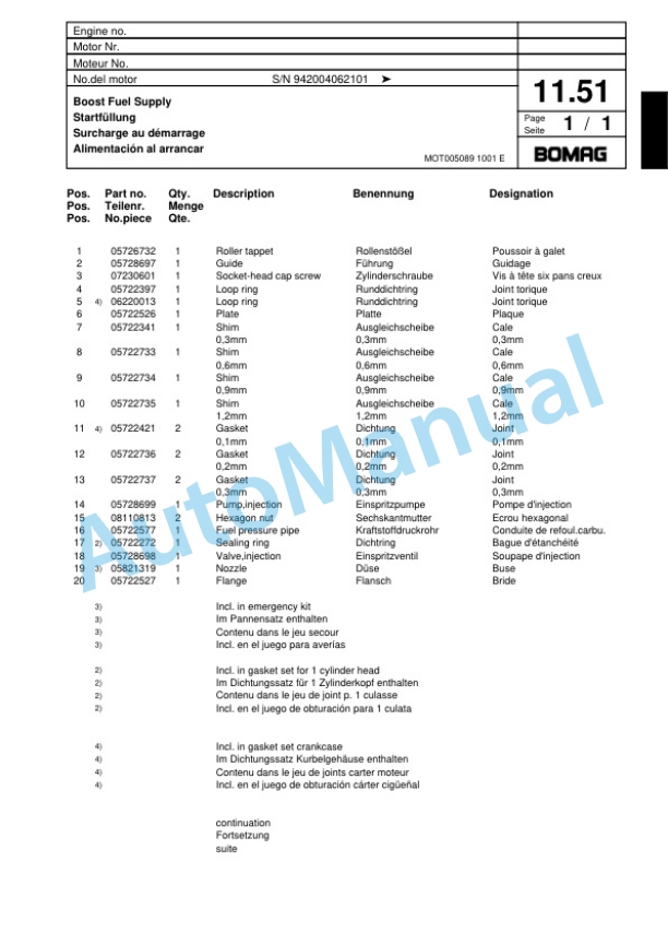 Bomag BW 65 S-2 Double Vibratory Roller Spare Parts Catalogue 00817560 2 Bomag BW 65 S-2 Double Vibratory Roller Spare Parts Catalogue 00817560-2