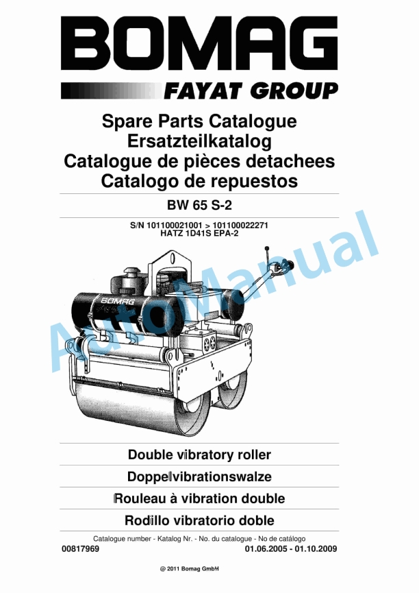 Bomag BW 65 S-2 Double Vibratory Roller Spare Parts Catalogue 00817969 1 Bomag BW 65 S-2 Double Vibratory Roller Spare Parts Catalogue 00817969