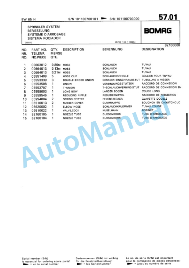 Bomag BW 65 S Double Vibratory Roller Spare Parts Catalogue 00810360 5 Bomag BW 65 S Double Vibratory Roller Spare Parts Catalogue 00810360-5