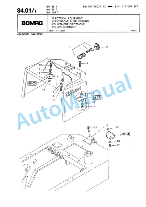 Bomag BW 65 T, BW 85 T, BW 105 T Trench Compactor Spare Parts Catalogue 00815204 4 Bomag BW 65 T, BW 85 T, BW 105 T Trench Compactor Spare Parts Catalogue 00815204-4