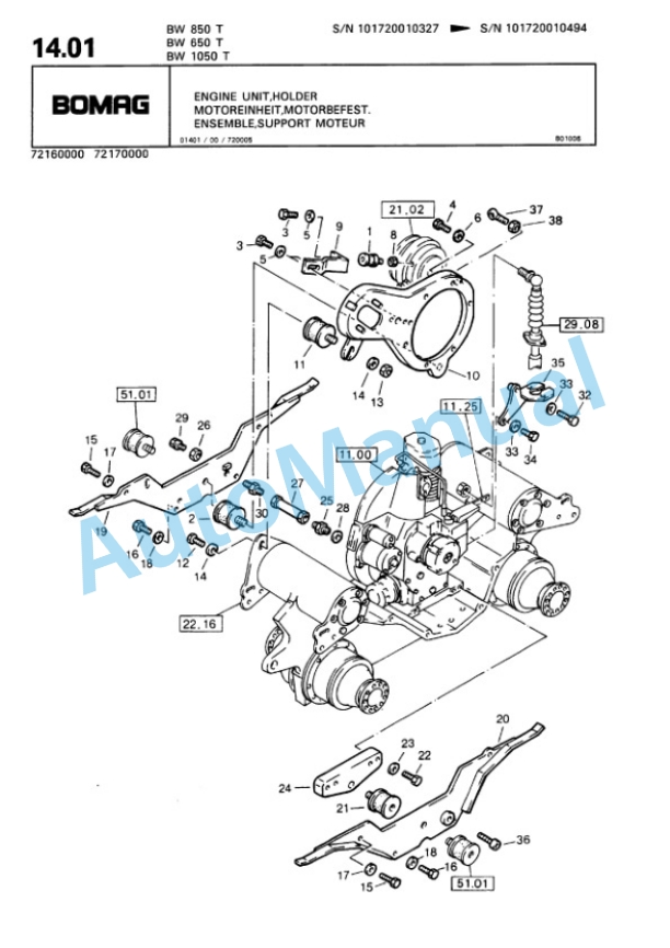 Bomag BW 650 T, BW 850 T, BW 1050 T Trench Compactor Spare Parts Catalogue 00815203 2 Bomag BW 650 T, BW 850 T, BW 1050 T Trench Compactor Spare Parts Catalogue 00815203-2