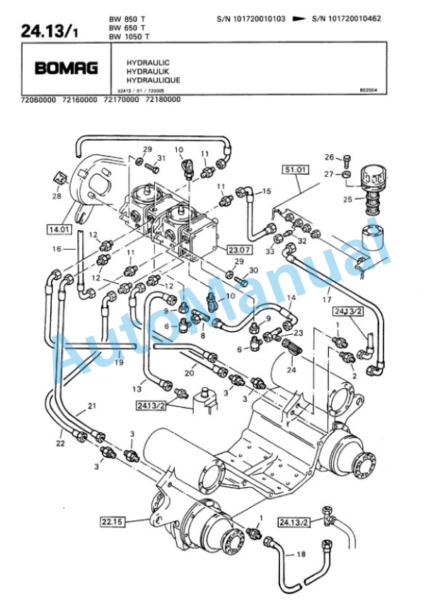 Bomag BW 650 T, BW 850 T, BW 1050 T Trench Compactor Spare Parts Catalogue 00815203 3 Bomag BW 650 T, BW 850 T, BW 1050 T Trench Compactor Spare Parts Catalogue 00815203-3