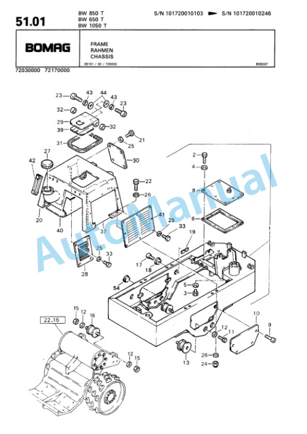 Bomag BW 650 T, BW 850 T, BW 1050 T Trench Compactor Spare Parts Catalogue 00815203 4 Bomag BW 650 T, BW 850 T, BW 1050 T Trench Compactor Spare Parts Catalogue 00815203-4