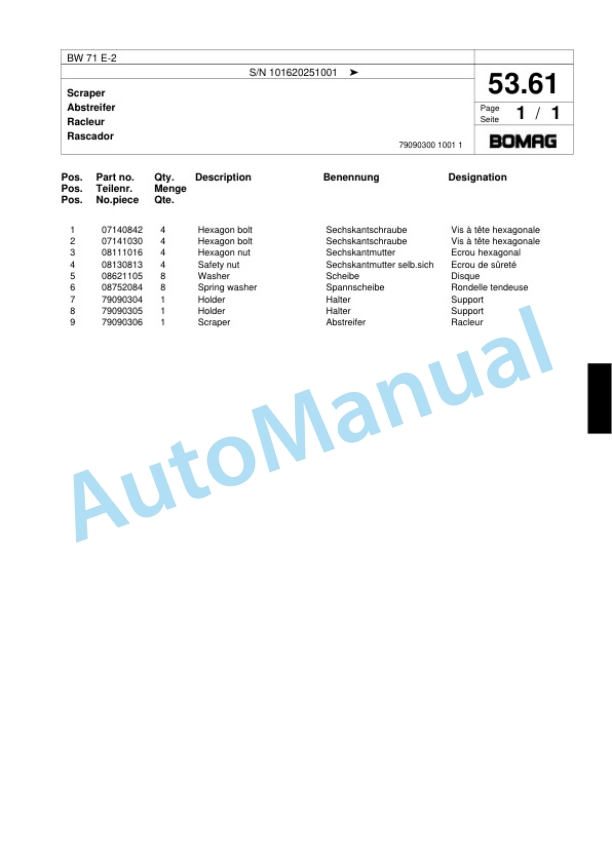Bomag BW 71 E-2 Single-Drum Vibration Roller Spare Parts Catalogue 00818081 3 Bomag BW 71 E-2 Single-Drum Vibration Roller Spare Parts Catalogue 00818081-3