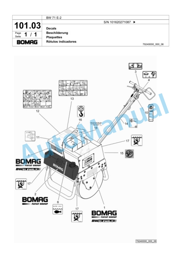 Bomag BW 71 E-2 Single-Drum Vibration Roller Spare Parts Catalogue 00818463 5 Bomag BW 71 E-2 Single-Drum Vibration Roller Spare Parts Catalogue 00818463-5