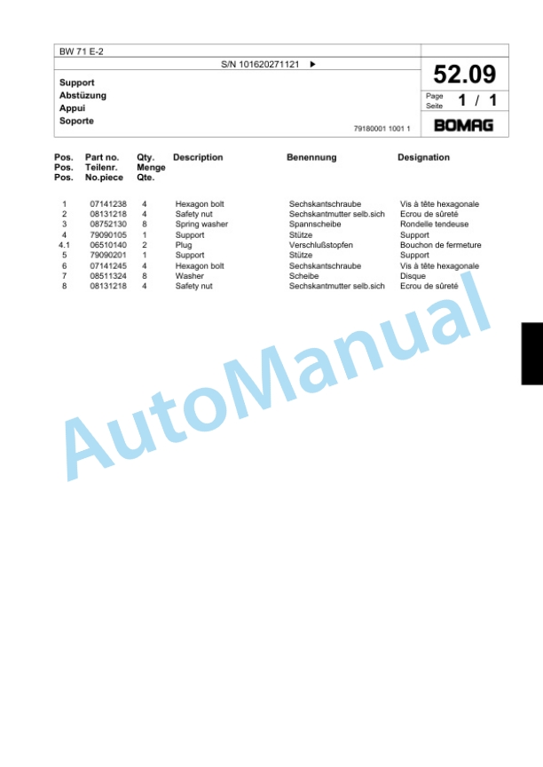 Bomag BW 71 E-2 Single-Drum Vibration Roller Spare Parts Catalogue 00818769 3 Bomag BW 71 E-2 Single-Drum Vibration Roller Spare Parts Catalogue 00818769-3