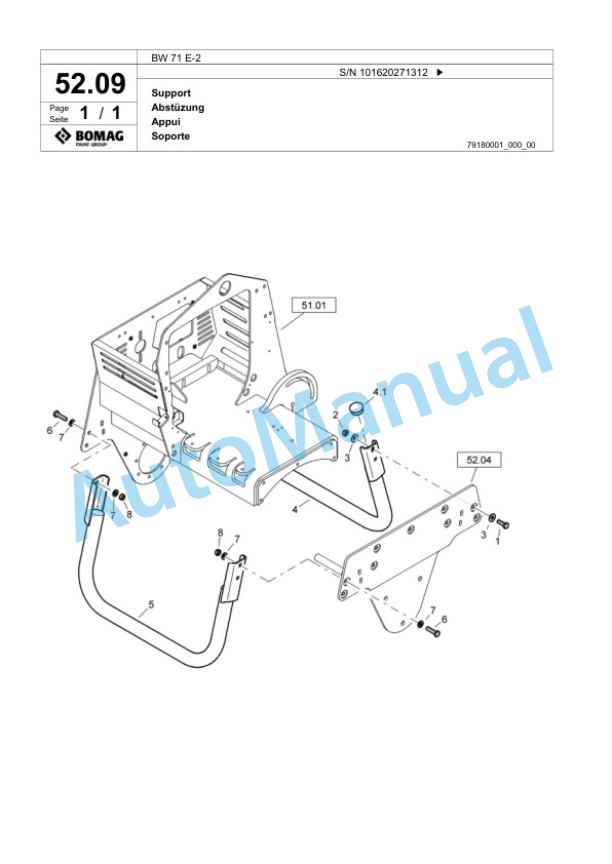 Bomag BW 71 E-2 Single-Drum Vibration Roller Spare Parts Catalogue 00824551 3 Bomag BW 71 E-2 Single-Drum Vibration Roller Spare Parts Catalogue 00824551-3
