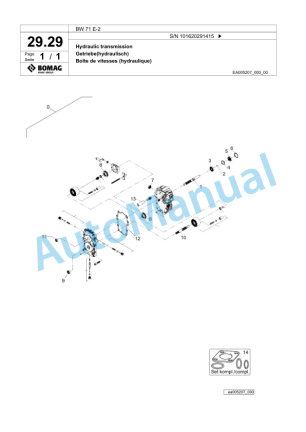 Bomag BW 71 E-2 Single-Drum Vibration Roller Spare Parts Catalogue 00824783 2 Bomag BW 71 E-2 Single-Drum Vibration Roller Spare Parts Catalogue 00824783-2