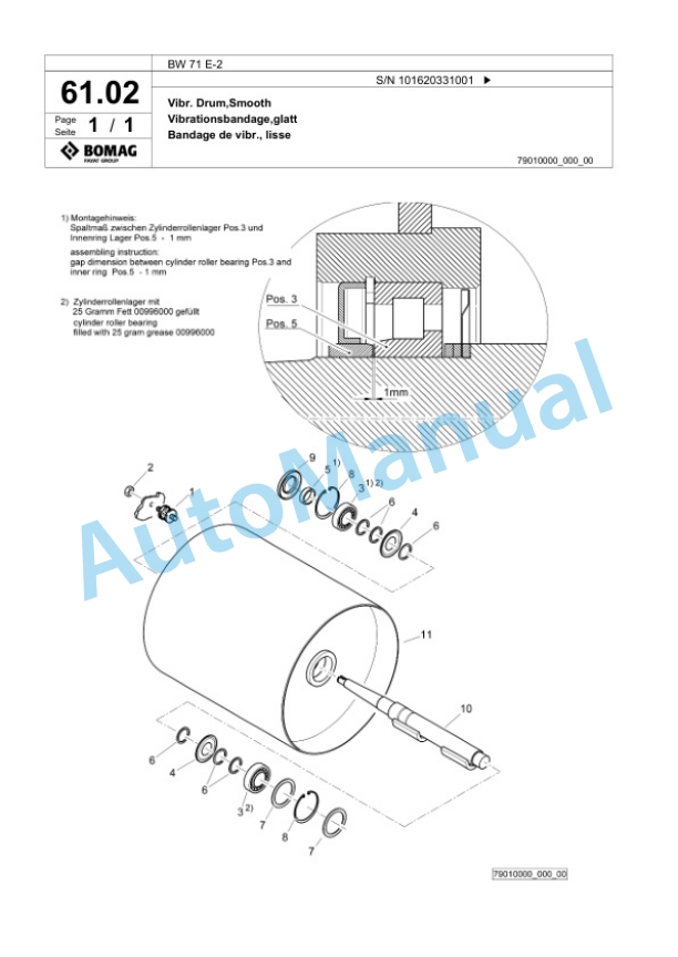 Bomag BW 71 E-2 Single-Drum Vibration Roller Spare Parts Catalogue 00825515 3 Bomag BW 71 E-2 Single-Drum Vibration Roller Spare Parts Catalogue 00825515-3