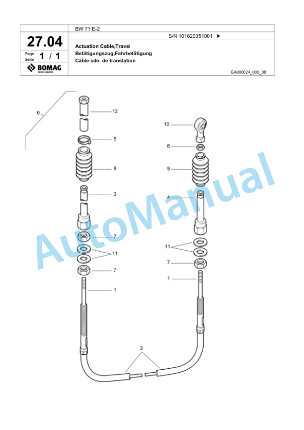 Bomag BW 71 E-2 Single-Drum Vibration Roller Spare Parts Catalogue 00825901 2 Bomag BW 71 E-2 Single-Drum Vibration Roller Spare Parts Catalogue 00825901-2