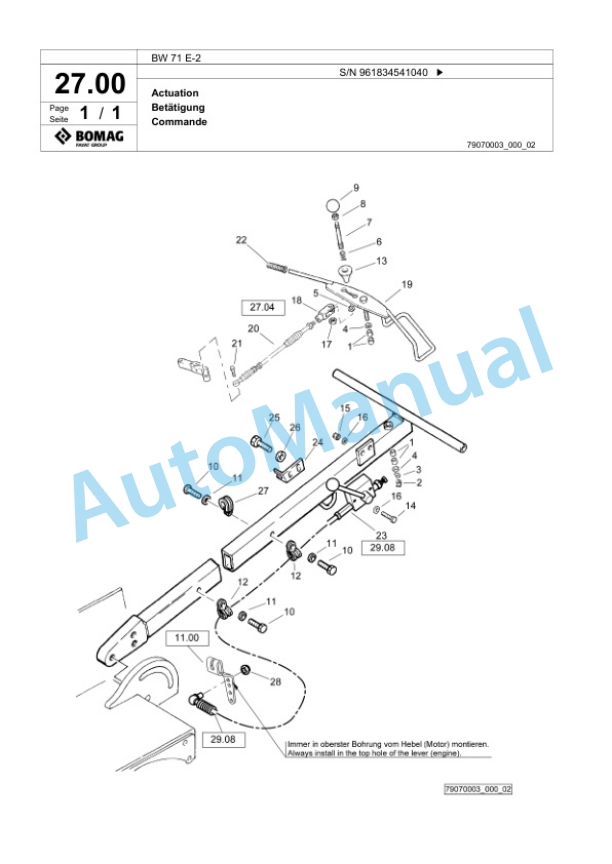 Bomag BW 71 E-2 Single-Drum Vibration Roller Spare Parts Catalogue 00826209 2 Bomag BW 71 E-2 Single-Drum Vibration Roller Spare Parts Catalogue 00826209-2