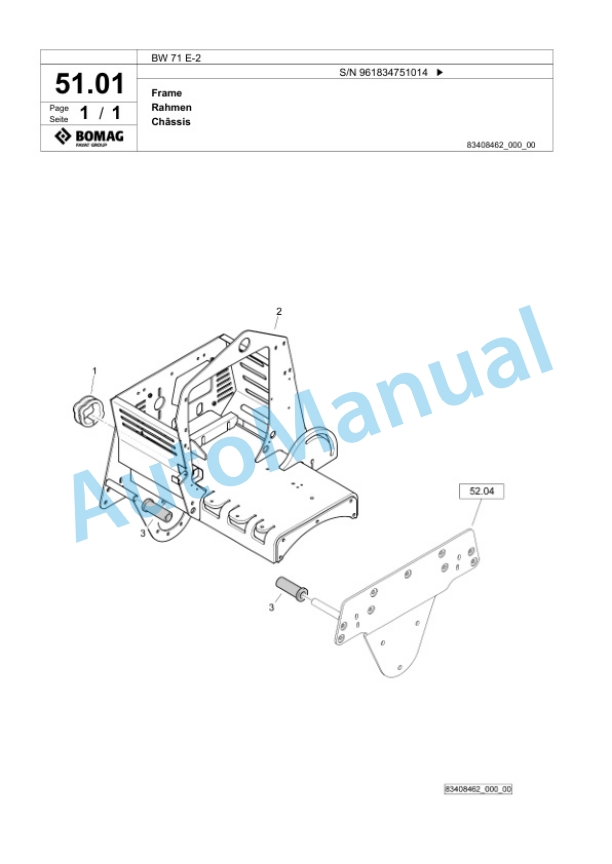 Bomag BW 71 E-2 Single-Drum Vibration Roller Spare Parts Catalogue 00826535 2 Bomag BW 71 E-2 Single-Drum Vibration Roller Spare Parts Catalogue 00826535-2