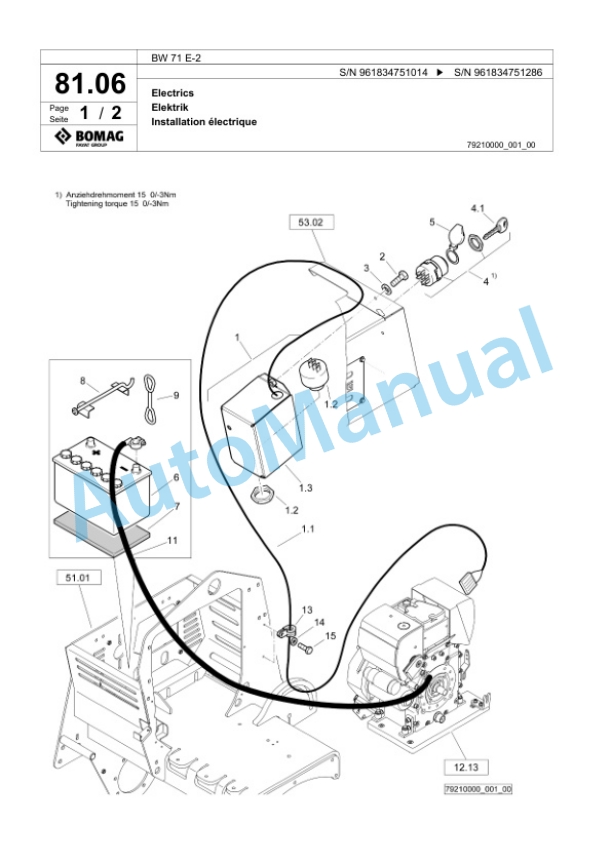 Bomag BW 71 E-2 Single-Drum Vibration Roller Spare Parts Catalogue 00826535 4 Bomag BW 71 E-2 Single-Drum Vibration Roller Spare Parts Catalogue 00826535-4