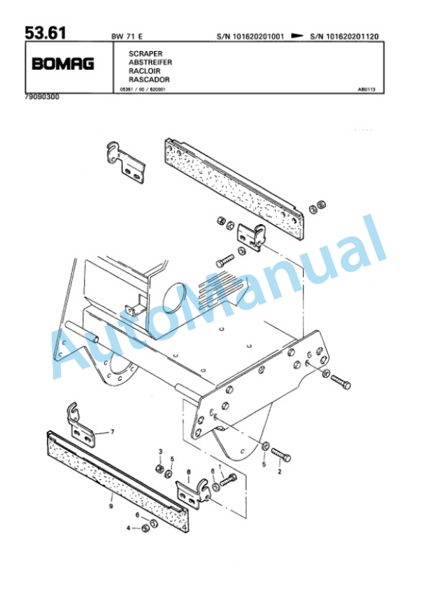 Bomag BW 71 E Single Drum Vibratory Roller Spare Parts Catalogue 00811013 4 Bomag BW 71 E Single Drum Vibratory Roller Spare Parts Catalogue 00811013-4