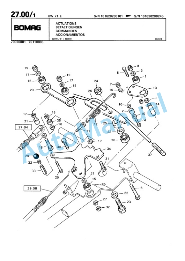 Bomag BW 71 E Single Drum Vibratory Roller Spare Parts Catalogue 00811030 2 Bomag BW 71 E Single Drum Vibratory Roller Spare Parts Catalogue 00811030-2