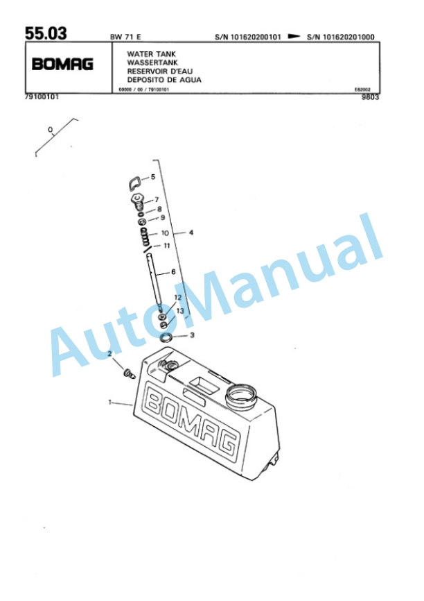 Bomag BW 71 E Single Drum Vibratory Roller Spare Parts Catalogue 00811030 4 Bomag BW 71 E Single Drum Vibratory Roller Spare Parts Catalogue 00811030-4