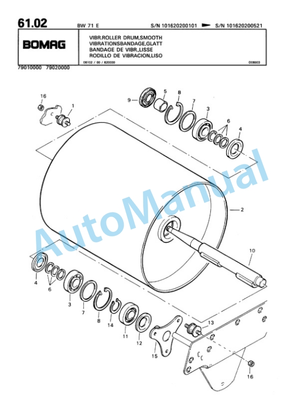 Bomag BW 71 E Single Drum Vibratory Roller Spare Parts Catalogue 00811030 5 Bomag BW 71 E Single Drum Vibratory Roller Spare Parts Catalogue 00811030-5